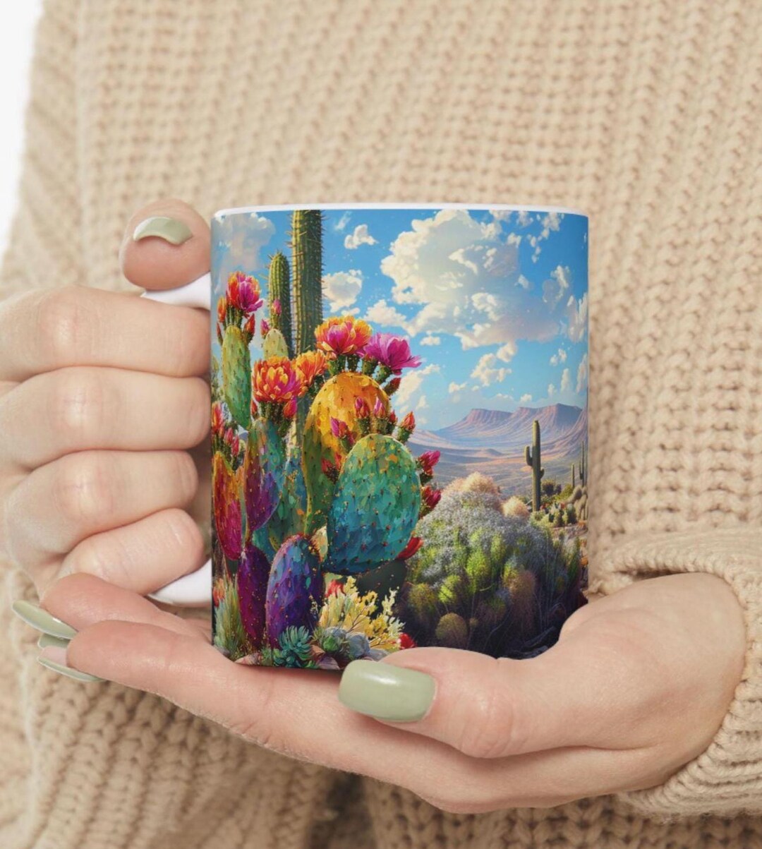 Desert Cactus Landscape Mug | Southwestern Scenic Ceramic Mug - Etsy