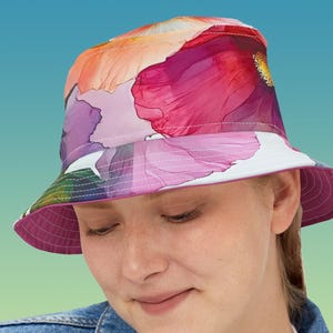 Watercolor Floral Bucket Hat - New Spring Summer Sunshade for Garden and Beach, Women&#39;s Fashion Accessory, Floral Print, Designer Hat,