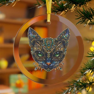 Elegant Cat Glass Ornament: Holiday Decor for Cat Lovers