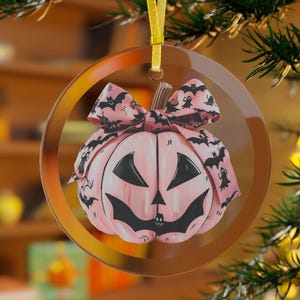 Glass Pumpkin Ornament: Whimsical Halloween Decoration
