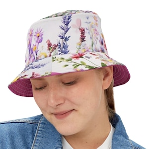 Floral Bucket Hat - Stylish Summer Accessory for Outdoor Adventures, Festivals, Garden Parties, Personalized Gift, Spring Wildflowers