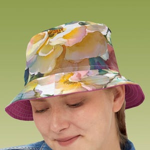 Floral Watercolor Bucket Hat, Spring Sun Hat, Garden Beach Accessory, Women&#39;s Fashion Cap, Summer Headwear, New Boho Summer Hat, Shopping