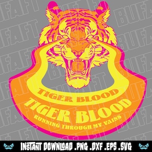 Sangre de tigre corriendo por mis venas: diseño de tigre estilo vintage de los años 70, uso comercial, paquete de archivos SVG Cricut