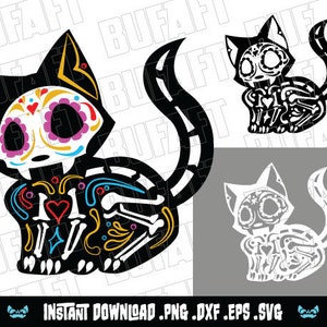 Dia De Los Muertos Cat (Tag der Toten Katze) 3 Pack Vektor, kommerzielle Nutzung, transparenter Hintergrund, svg Dateien, svgbundle, für Cricut