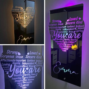 Custom Affirmations Heart Mirror Light image 3