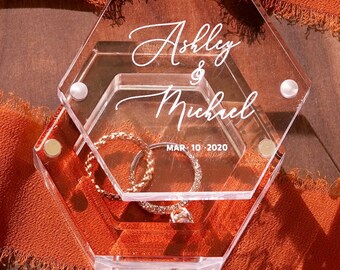 Custom Acrylic Ring Box Personalized Wedding Wood Jewelry Box