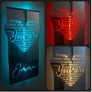 Custom Affirmations Heart Mirror Light image 2