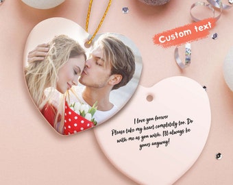 Custom Dual-sided Photo Heart Ceramic Ornament