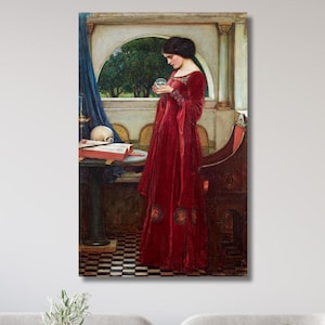 John William Waterhouse Psyche komt in Cupido's Garden Art, pre-rafaëliet, vrouw in roze met rozen, zeldzaam, art nouveau-print van hoge kwaliteit