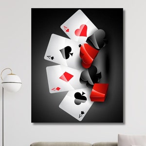 Póster de cartas de póquer de Ace Of Clubs, póster impreso, póster de póquer, guía de póquer, obra de arte de póquer, decoración de sala de juegos, póster de casino listo para colgar en lienzo