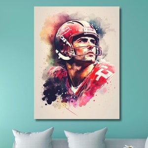 Joe Montana Posterdruck, 1985 San Francisco 49ers Super Bowl Fans gerahmt Joe Montana Leinwand, Super Bowl Poster, fertig zum Aufhängen