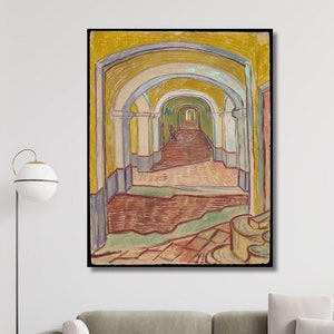 Corridor in the Asylum by Vincent van Gogh Canvas Wall Art Vincent Van Gogh Poster Print Her Gift for Home Gift Vincent Van Gogh Wall Art