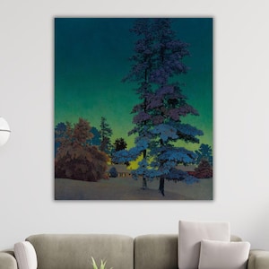 Maxfield Parrish Winter Night Landscape 1956 Ready to Hang Wall Art Quality Art Print Canvas Maxfield Parrish Poster Maxfield Parrish Canvas