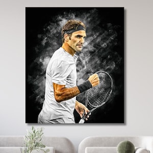 Roger Federer Ready to Hang Canvas,Roger Federer Poster,Tennis Poster,Extra Large Wall Art,Living Room Wall Decor,Tennis Fan Gift Wall Art