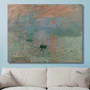 Claude Monet Impression Sunrise (1872) Wall Art Gallery Wrapped or Framed Giclee Wall Art Print Digitally Remastered, Ready to Hang Canvas