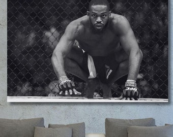 Stampa su tela con cornice, poster di Jon Jones, qualità museale, foto HD, immagine 4K, disponibili in tutte le dimensioni, pronta da appendere.
