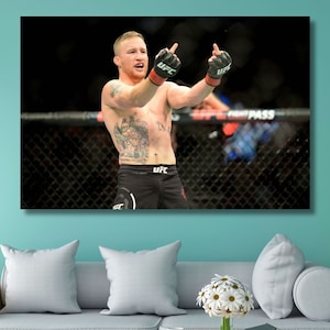 Justin Gaethje Middle Finger Poster Print BMF Title KO over Dustin Poirier UFC Posters Backflip Justin Gaethje Poster,Ready to Hang