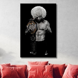 Cartaz de Khabib Nurmagomedov UFC Arte de parede em tela Khabib Nurmagomedov Moldura de parede MMA | Impressão artística de Khabib Nurmagomedov, pronta para pendurar