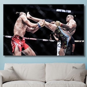 Póster en lienzo de Alex Pereira vs. Prochazka de UFC 303, arte mural enmarcado, alta calidad, imagen 4K, disponible en todos los tamaños, listo para colgar.
