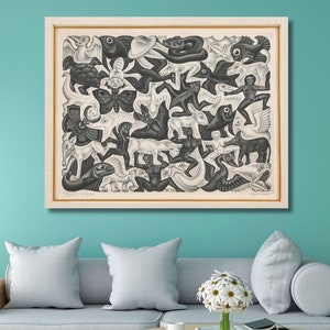 Maurits Cornelis Escher Endzhel WALL ART,Escher Wall Art,Maurits Cornelis Escher Canvas Art,Abstract Decor for Home Office,Ready to Hang
