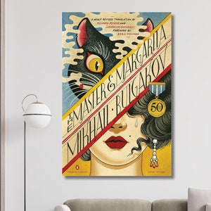 Il Maestro e Margherita di Michail Bulgakov Stampa artistica, Copertina del libro stampabile, Poster letterario, Stampa poster copertina del libro, Tela pronta da appendere