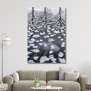 Escher POSTER,Maurits Cornelis Escher Fish Canvas,Cornelis Escher Poster, Escher Print,Surrealist Poster Canvas,Surrealist Art,Redy to Hang