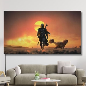 The Mandalorian Star Wars Ready To Hang POSTER,Mandalorian Poster,Mandalorian Print,Mandalorian Canvas Wall Art , Modern Home Decor Office