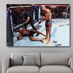 Alex Pereira después de noquear a Jamahal Hill en UFC 300 Póster Lienzo Arte de pared / Impresión artística UFC300 / Arte de pared de fitness / Listo para colgar