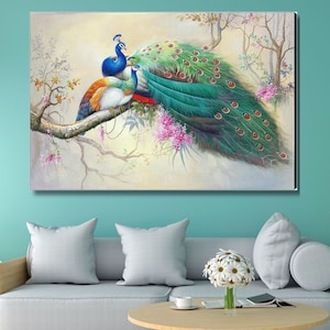 Peacock Canvas, Peacock Print,Antique Wall Decor,Vintage Peacock Canvas, Vintage Wall Art, Digital Art, Canvas Wall Art,Ready To Hang Canvas