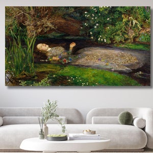 Sir John Everett Millais,Ophelia Painting, Printable Wall Art Decor, Famous Landscape Print, Classic Vintage Fine Art,Ready to Hang Canvas