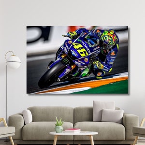 Valentino Rossi CANVAS, Ready To Hang,Kids Gift,Moto GP Superbike Prints,Man Cave Decor,Motorbike Print Art,Valentino Rossi,MotoGP Wall Art