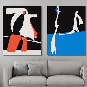 Set of 2 Joan Miro Exhibition Ready to Hang Canvas Wall Art Dancer Print Joan Miro Poster Joan Miro Print Surrealism Art Modern Wall Decor