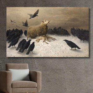 Anguish by August Friedrich Schenck Print, Famous Painting Poster Print Art Gift Vintage Landscape Sheep Print, Instant Art, Ready to Hang