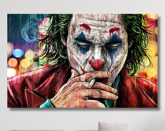 Joker CANVAS Wall Art Extra Large Wall Art Dinning Room Decor Man Cave Wall Decor Luxury Wall Art Comic Poster Ready to Hang Huge Canvas