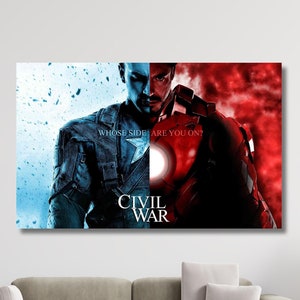Captain America Civil War POSTER,Captain America Poster,Movie Poster,Canvas Print,Canvas Wall Art,Marvel Poster,Marvel Canvas,Ready to Hang