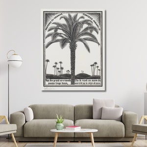 Palm Tree by M.C. Escher Ready to Hang Canvas, Canvas Wall Art, Maurits Cornelis Escher MC Escher Poster Drawing Print Art,Modern Wall Decor