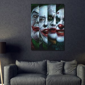 Joker Heath Ledger POSTER,Joker Canvas Wall Art,Joker Painting Extra Large Wall Art,Joker Wall Decor Comic Poster Ready To Hang