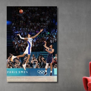 Stephen Curry Game-Winning 3-Pointer USA National Team 2024 Champion Wandkunst, Stephen Curry Poster, Curry Leinwandwandkunst