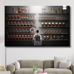 Arte de pared con la leyenda Lionel Messi, lienzo de Lionel Messi de GOAT, impresión de Messi de la Copa del Mundo, arte de la leyenda de Argentina, lienzo de fútbol, listo para colgar
