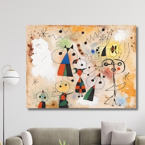 Joan Miro ARTS,Joan Miro ART Exhibition Wall Art,Surreal Wall Decor,Joan Miro Print,Luxury Wall Art,Surrealism Art,Ready to Hang Canvas