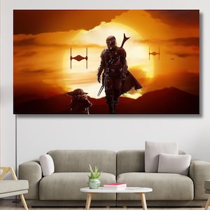 Mandalorian Poster Canvas,Mandalorian Print,StarWars Movie Poster,Kids Room Wall Art Decor, Man Cave Wall Art Decor,Game Room WALL ART Decor