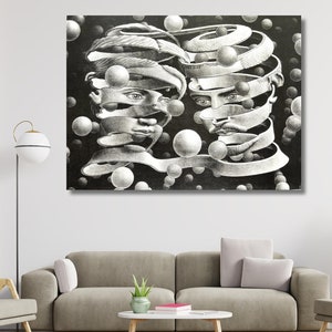M.C. Escher Print, M.C. Escher Canvas Wall Art Bond Of Union POSTER,MC Escher Poster,MC Escher decor, Escher Reproduction Museum Exhibitio