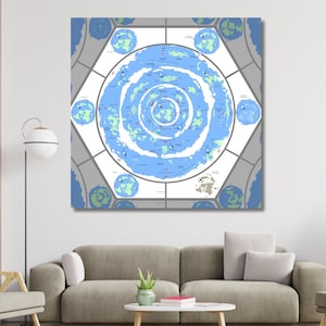 World Beyond The Ice Wall satelliet platte aardekaart POSTER, grote wereldkaart muurkaart, platte aardekaart, halfglanzende canvas poster, klaar om op te hangen