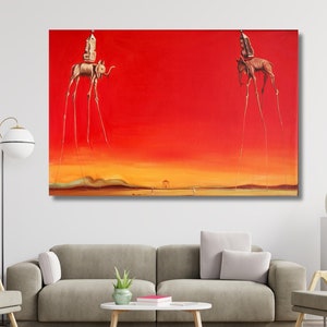 The Elephants 1948 Salvador Dali Wall Art,Dali Wall Art,Salvador Dali Painting,Surreal Painting,Salvador Dali Canvas, Dali Canvas Print Art
