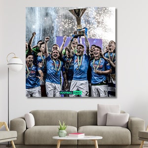 SSC Napoli POSTER,Serie A 2023 Champion Napoli Team Ready To Hang Canvas,Serie A Wall Art,for Kids,Football Poster,Napoli Canvas Wall Art