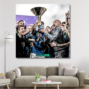 SSC Napoli POSTER,Serie A 2023 Champion Napoli Team Ready To Hang Canvas,Serie A Wall Art,for Kids,Football Poster,Napoli Canvas Wall Art