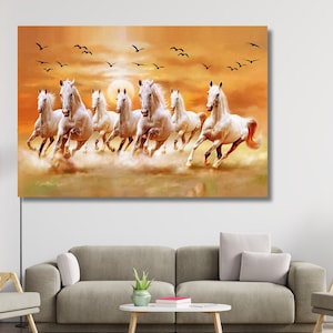 7 White Horses WALL ART,White Horse Poster Print,Horse Poster, White Horse Canvas, Horses Running Poster, Horses Running Canvas Print