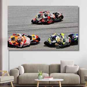 Moto GP Ready to Hang POSTER,Valentino Rossi Poster, MotoGP Canvas Wall Art, Man Cave Decoration,Extra Large Wall Art, Man Cave ,