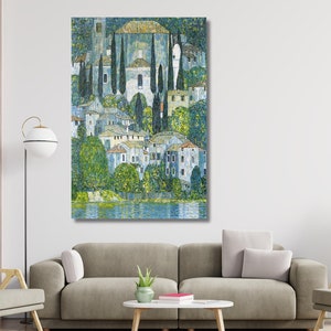 Gustav Klimt &quot;Church in Cassone, Italy&quot;, Gustav Klimt WALL ART / Poster Art Reproduction, Art Nouveau Painting, Canvas Print, Wall Decor