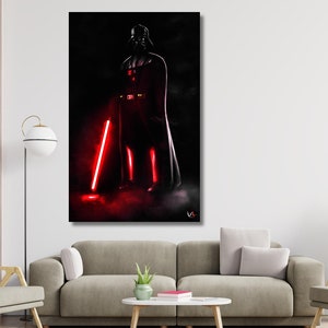 Darth Vader WALL ART, Clone Wars,Darth Vader Poster,Starwars Darth Vader Print on Canvas, Midnight Starwars Print Art,Ready To Hang,Gift